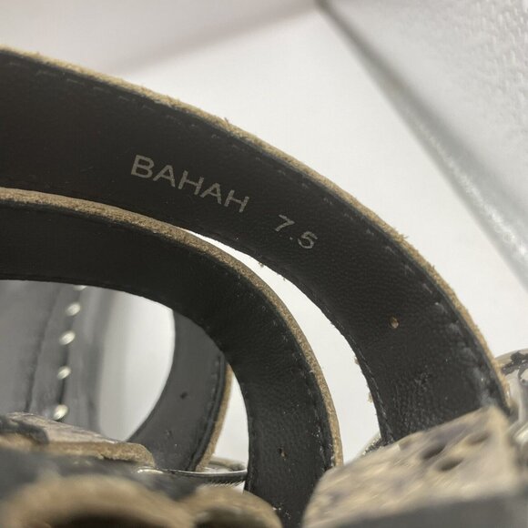 GOLO BAHAH TRIPLE ANKLE STRAP SANDAL IN MIRROR WASH SNAKE NATURAL size 7.5 - Picture 6 of 8